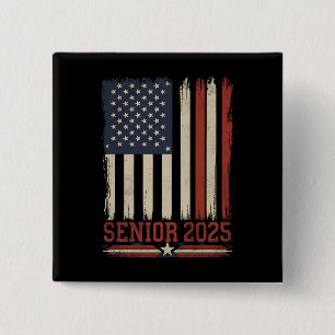 Badge Carré 5 Cm Dernier cycle 2025 Drapeau Américain USA Promotion
