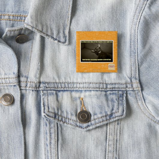 Badge Carré 5 Cm Dernière vue Sparky (En situation)