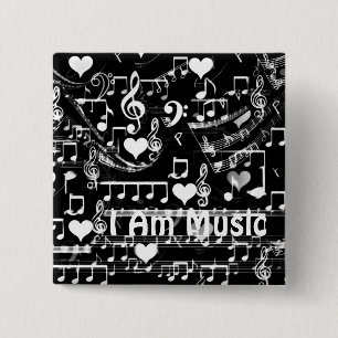 Badge Carré 5 Cm Des battements de mon coeur_