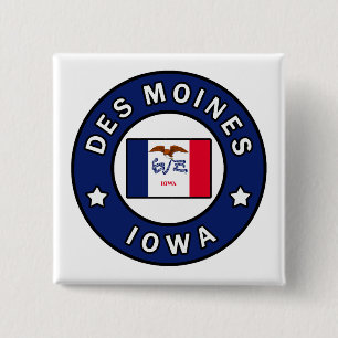 Badge Carré 5 Cm Des Moines Iowa
