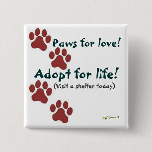 Badge Carré 5 Cm Des pattes pour l'amour !