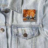 Badge Carré 5 Cm Des pompiers neutralisent un incendie (En situation)