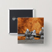 Badge Carré 5 Cm Des pompiers neutralisent un incendie (Devant & derrière)