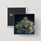 Badge Carré 5 Cm Descloizite sur la calcite (Devant & derrière)