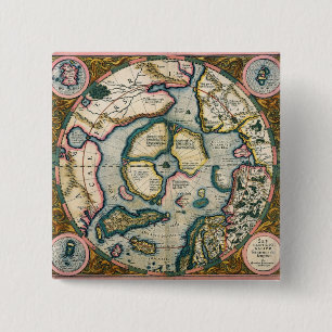 Badge Carré 5 Cm Descriptio de terrarum de Septentrionalium, carte