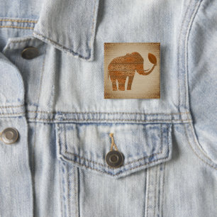 Badge Carré 5 Cm Design d'art tribal des éléphants