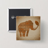 Badge Carré 5 Cm Design d'art tribal des éléphants (Devant & derrière)