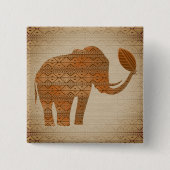 Badge Carré 5 Cm Design d'art tribal des éléphants (Devant)