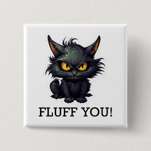 Badge Carré 5 Cm Design de chat noir bébé - Bouton Carré