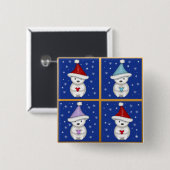 Badge Carré 5 Cm Design d'ours polaires mignons (Devant & derrière)