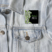 Badge Carré 5 Cm Design élégant Green Sweet 16 Zebra Heart Design N (En situation)