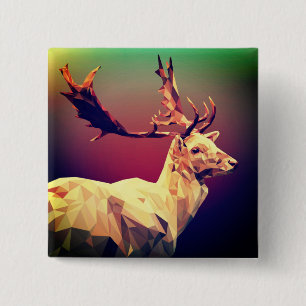 Badge Carré 5 Cm Design en polygone de cerf