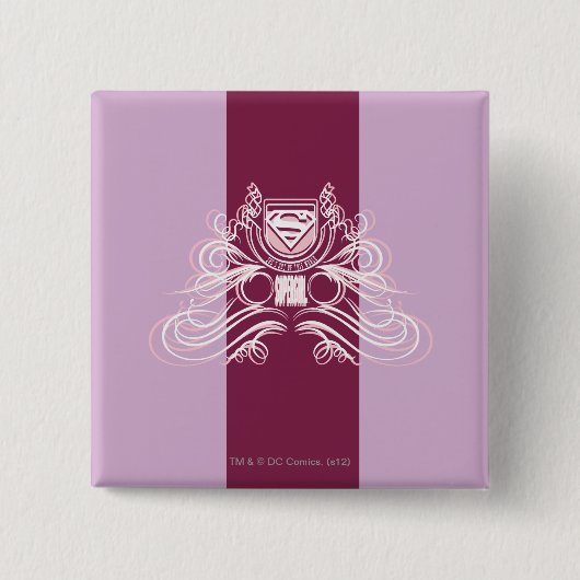 Badge Carré 5 Cm Design florissant Supergirl (Devant)