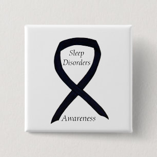 Badge Carré 5 Cm Désordres du sommeil Sensibilisation Ruban noir Ép