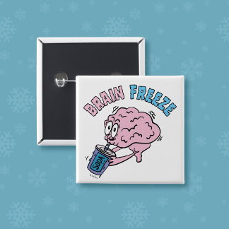 Badge Carré 5 Cm Dessin amusant sur le gel du cerveau