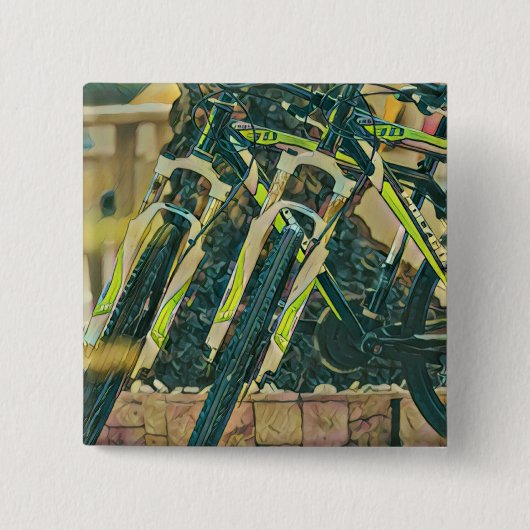 Badge Carré 5 Cm dessin cool à vélo (Devant)