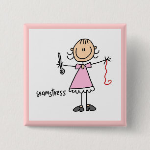 Badge Carré 5 Cm Dessin de bâton de couturière