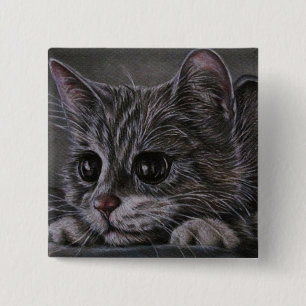 Badge Carré 5 Cm Dessin de bouton ON de Kitty