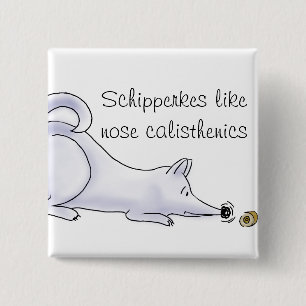 Badge Carré 5 Cm Dessin de Chien Schipperke