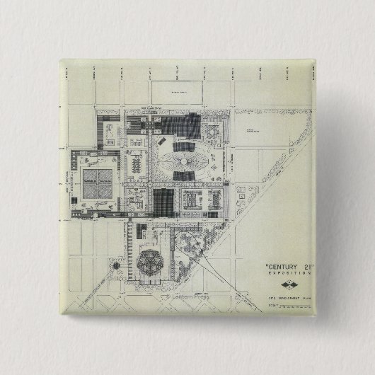 Badge Carré 5 Cm Dessin de conception aérienne des aiguilles spatia (Devant)