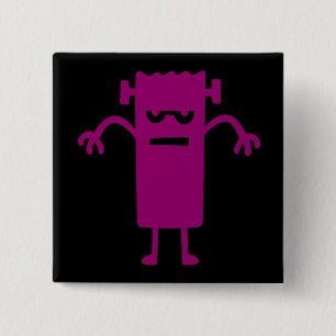 Badge Carré 5 Cm Dessin de Halloween Frankenstein bouton