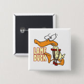 Badge Carré 5 Cm dessin drôle de canard boiteux (Devant & derrière)
