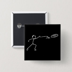 Badge Carré 5 Cm Dessin drôle de golf à disque Stickman Amateur de