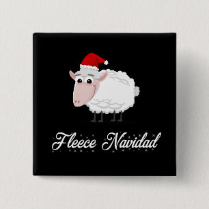 Badge Carré 5 Cm Dessin Sheep Fleece Navidad
