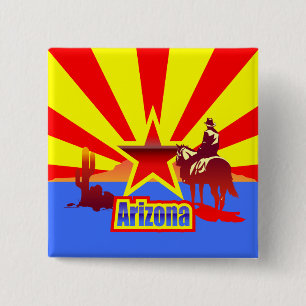 Badge Carré 5 Cm Dessin vintage de drapeau d'état de l'Arizona