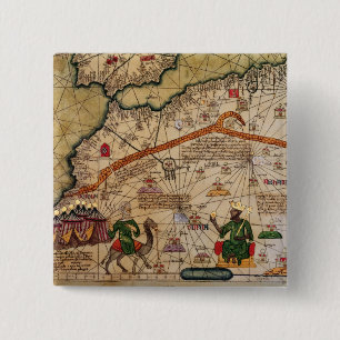 Badge Carré 5 Cm Détail de copie d'une carte catalanne de l'Europe