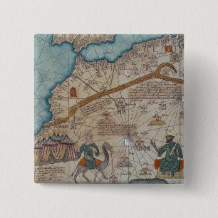Badge Carré 5 Cm Détail de l'atlas catalan, 1375