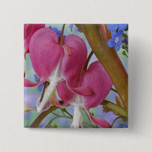 Badge Carré 5 Cm Détail des coeurs saignants et Brunnera Jack
