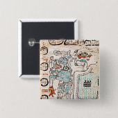 Badge Carré 5 Cm Détail d'un codex maya (Devant & derrière)