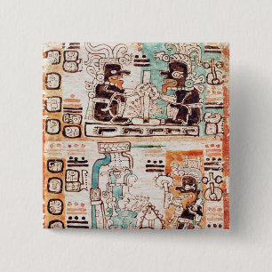 Badge Carré 5 Cm Détail d'un codex maya