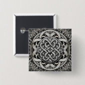 Badge Carré 5 Cm Détaillierte Schwarz-Weißer keltischer Knoten 0001 (Devant & derrière)