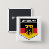 Badge Carré 5 Cm Deutschland/Allemagne - Bouclier indicateur (Devant & derrière)