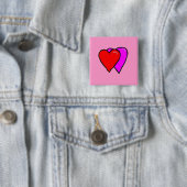 Badge Carré 5 Cm Deux coeurs (En situation)