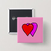 Badge Carré 5 Cm Deux coeurs (Devant & derrière)