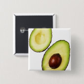 Badge Carré 5 Cm Deux moitiés d'un avocat, sur blanc (Devant & derrière)