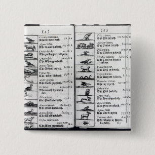 Badge Carré 5 Cm Deux pages de 'Orbis Sensualium Pictus