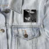 Badge Carré 5 Cm Deux palmiers infrarouges. (En situation)