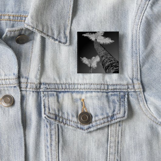 Badge Carré 5 Cm Deux palmiers infrarouges. (En situation)