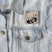 Badge Carré 5 Cm Deux pandas (En situation)