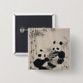 Badge Carré 5 Cm Deux pandas (Devant & derrière)