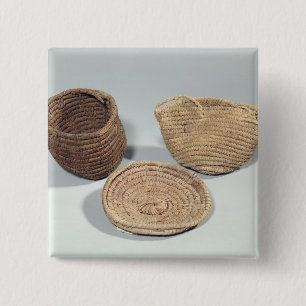 Badge Carré 5 Cm Deux paniers et une couverture (frondes tissées d