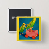 Badge Carré 5 Cm deux perroquets (Devant & derrière)