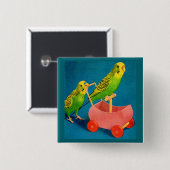 Badge Carré 5 Cm deux perroquets (Devant & derrière)