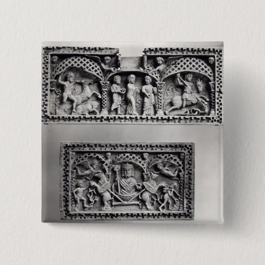 Badge Carré 5 Cm Deux plaques d'un coffre (Devant)
