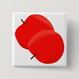 Badge Carré 5 Cm Deux pommes rouges mûres Cadeau pour amateur de fr