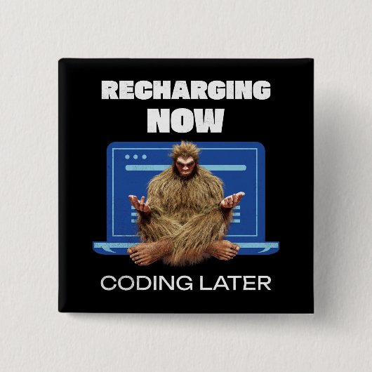 Badge Carré 5 Cm Développeur logiciel Coder de programmeur Bigfoot (Devant)